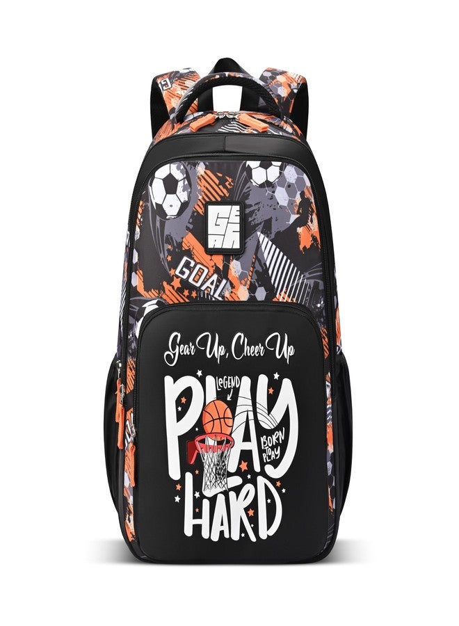 Gear Athletic 17"/20L Medium Water Resistant School Bag/Casual Backpack/Daypack/Laptop Bag for Boys/Girls (Black - White) - Image 1